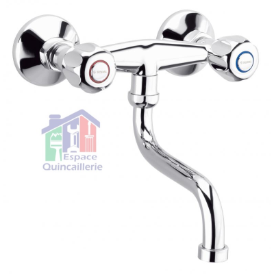 Mélangeur évier mural SALAKTA chrome avec bec pivotant